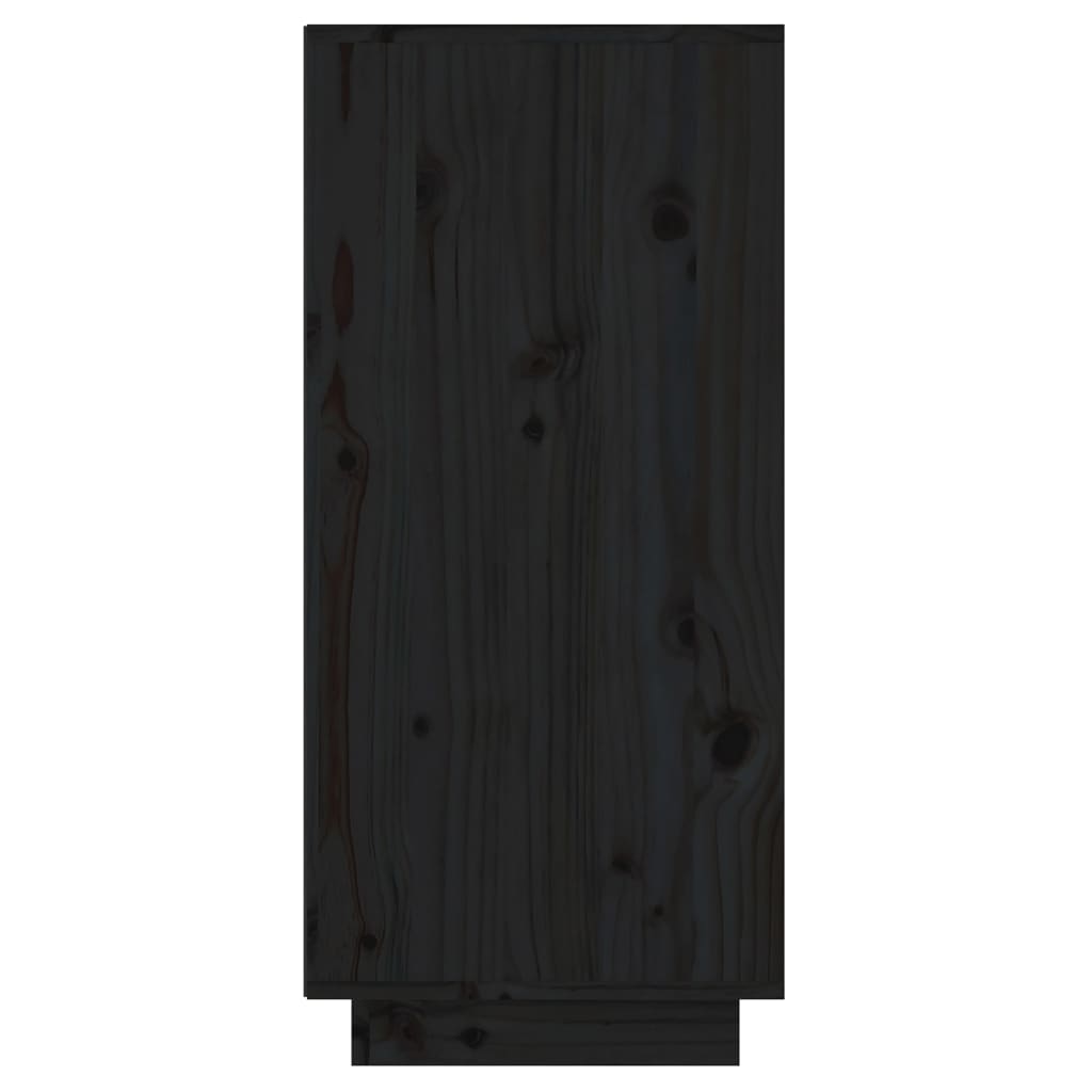 Beistellschrank Schwarz 60x34x75 cm Massivholz Kiefer